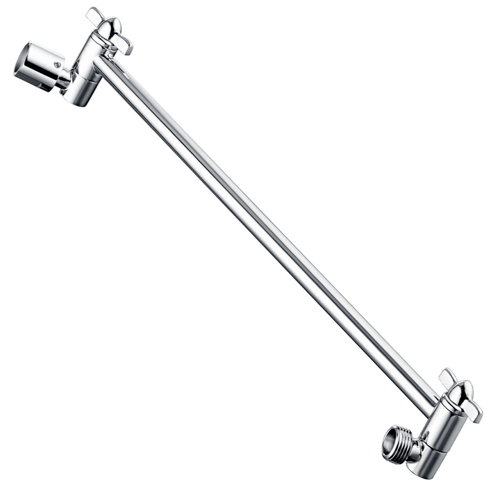 BRIGHT SHOWERS 10 Inch Brass Shower Head Extension Arm for Rain and Handheld Shower Head, Multi-Layer Plating, Height & Angle Adjustable (BAR1054)