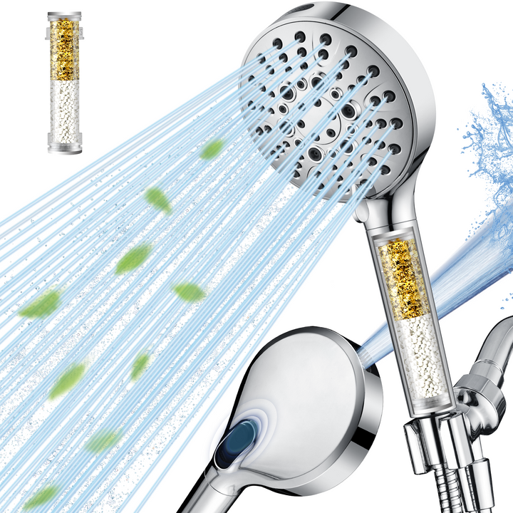 Filtered Shower Head with Handheld, High Pressure 9-Spray Showerhead with Hose and Bracket