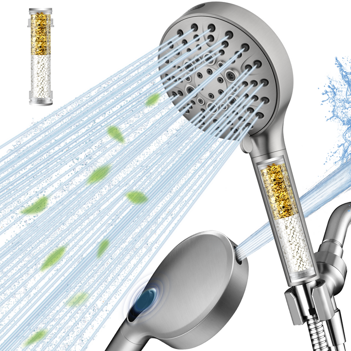 Filtered Shower Head with Handheld, High Pressure 9-Spray Showerhead with Hose and Bracket