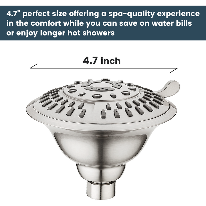 BRIGHT SHOWERS Shower Head High Pressure Rain Showerhead 5 Spray Setting Fixed Shower Head Angle Adjustable Bathroom Showerhead (PSH5900)