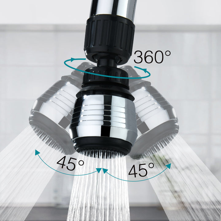 BRIGHT SHOWERS 360 Degree Rotatable Kitchen Faucet Spray Aerator, ABS Sink Sprayer Head, 1.5 GPM Hand Sprayer with Pulse and Shower Modes (PAE2132)