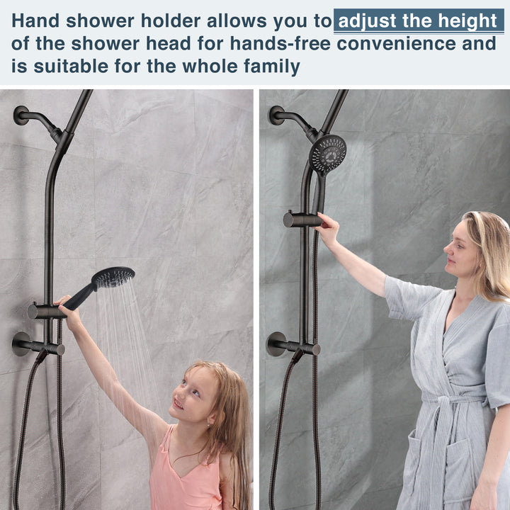 BRIGHT SHOWERS Shower Head Combo with 5 Spray Setting Shower Head and Solid Brass Rail and Diverter Brass Shower Column and Adjustable Slide (BSB2700)