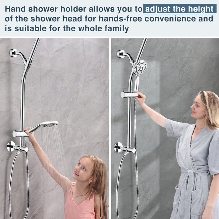 Shower Head Combo-Shower Head with Solid Brass Rail and Diverter