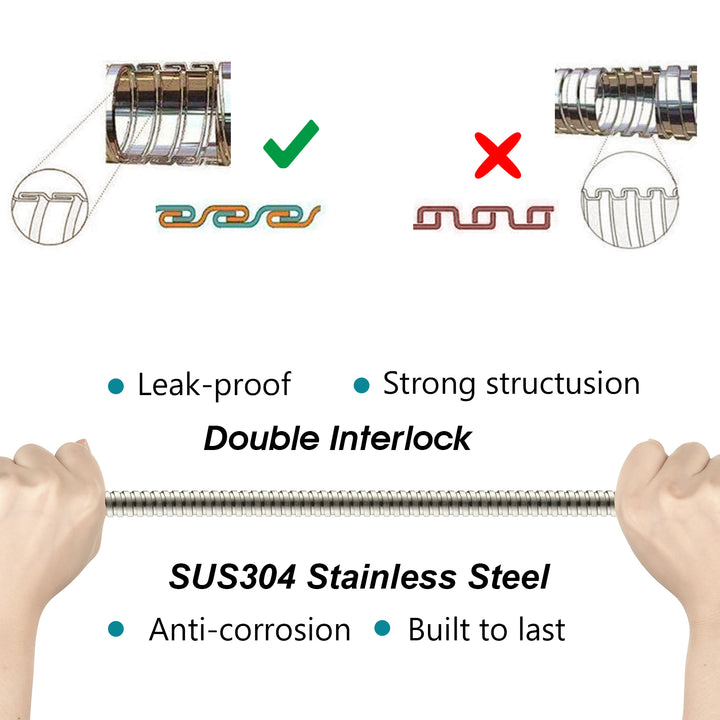 BRIGHT SHOWERS 79 Inch Leak-Proof Hose For Hand Held Shower Heads, SUS304 Stainless Steel Hand Shower Hose,  Anti-Pressure Inner Tube (S22042)