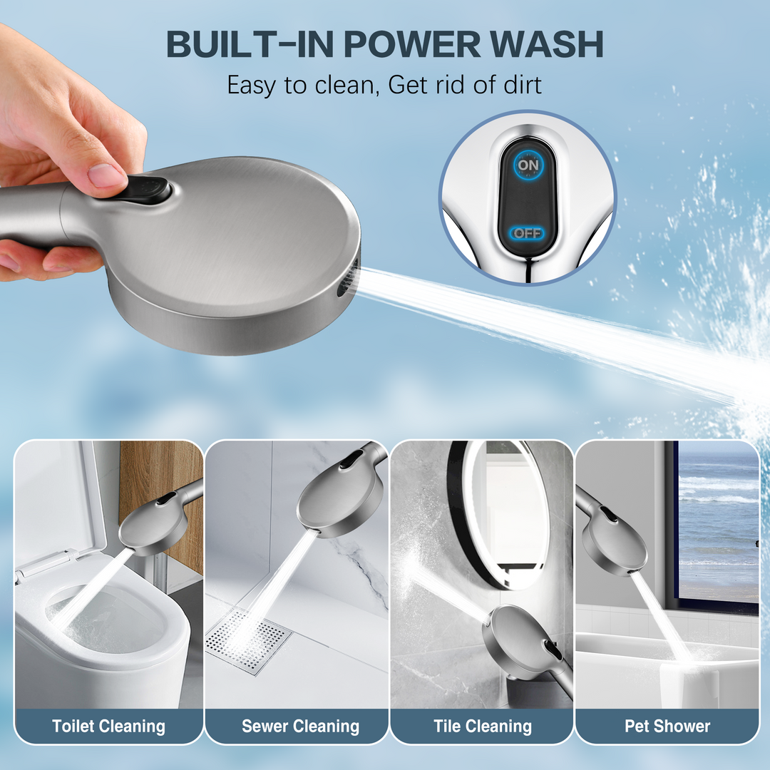 Filtered Shower Head with Handheld, High Pressure 9-Spray Showerhead with Hose and Bracket