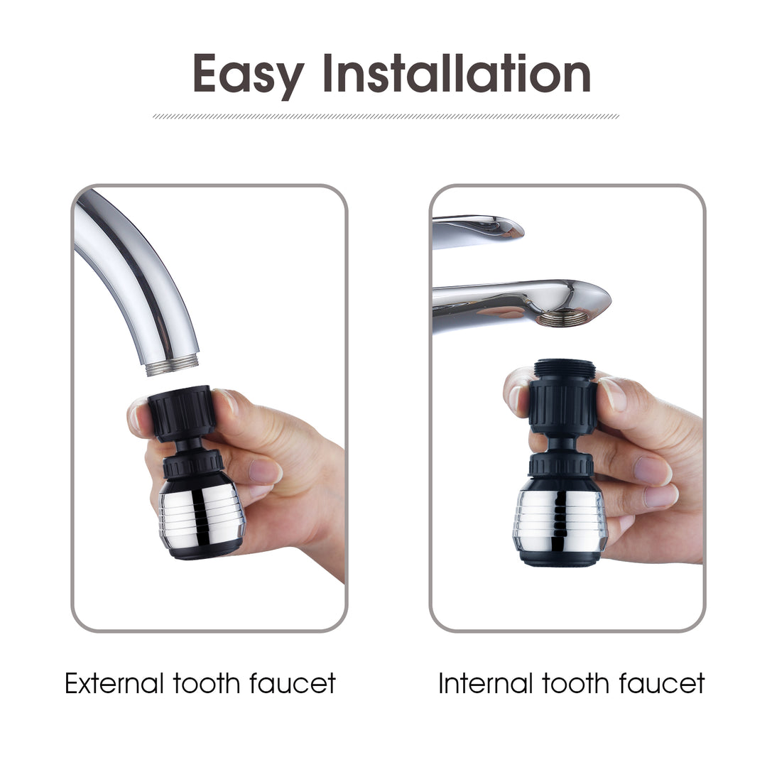 BRIGHT SHOWERS 360 Degree Rotatable Kitchen Faucet Spray Aerator, ABS Sink Sprayer Head, 1.5 GPM Hand Sprayer with Pulse and Shower Modes (PAE2132)