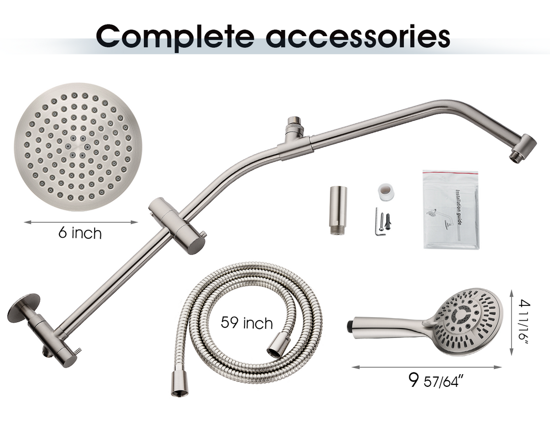 Shower Head Combo-Shower Head with Solid Brass Rail and Diverter