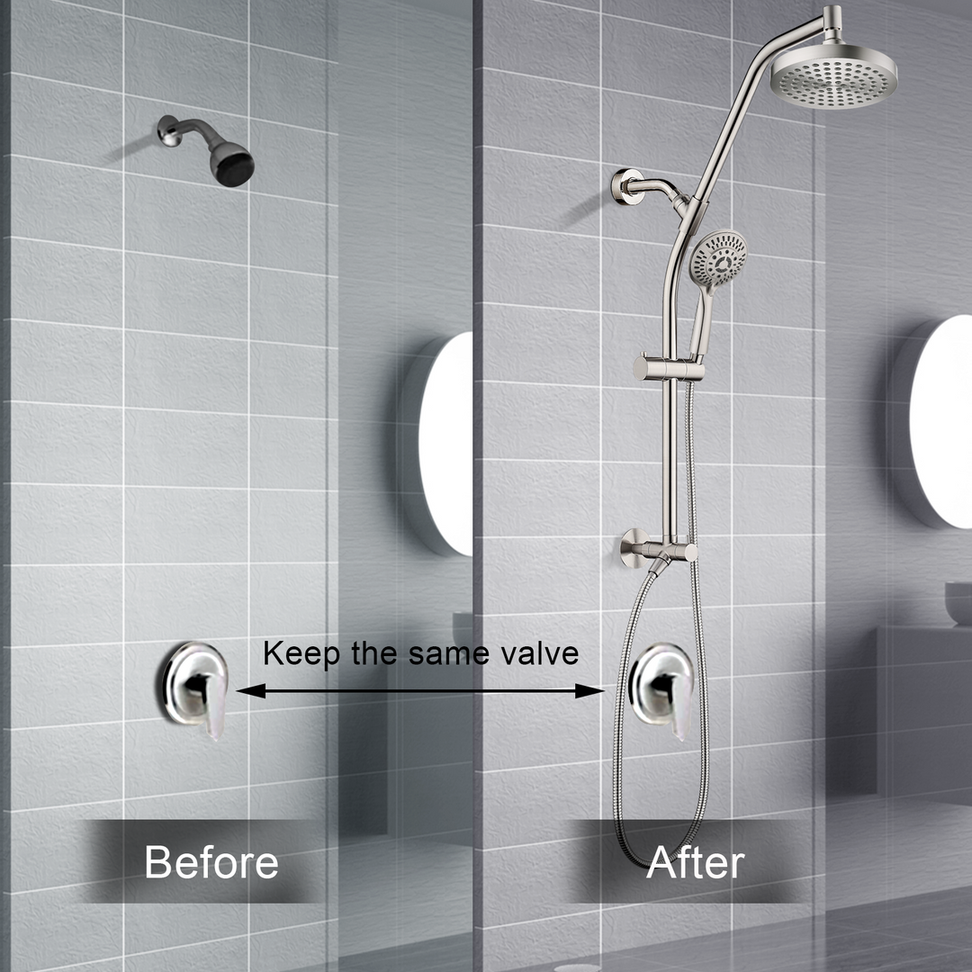 Shower Head Combo-Shower Head with Solid Brass Rail and Diverter