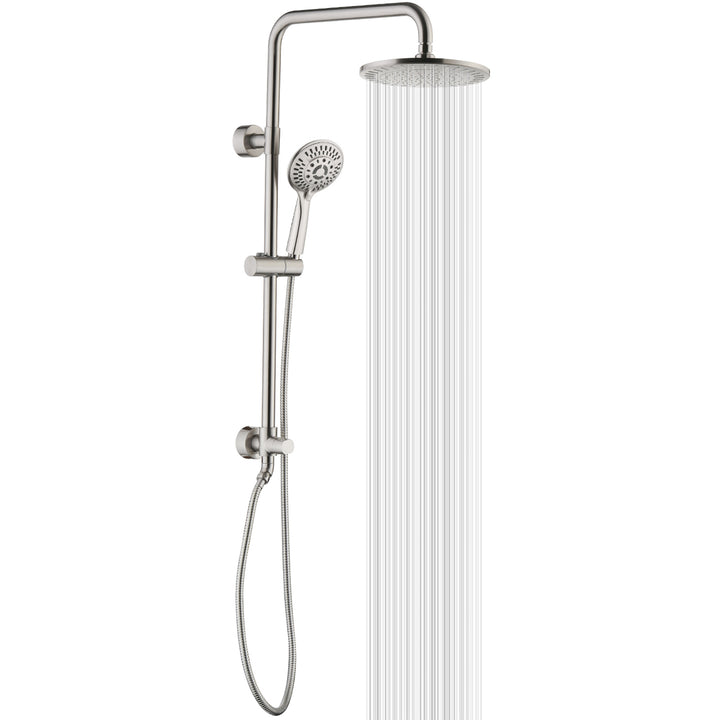 BRIGHT SHOWERS Shower System includes Rainfall and Handheld Showerhead with Adjustable Holder, Solid Brass Rail 60 Inch Stainless Steel Hose (BSB2510)