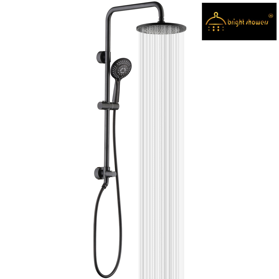 BRIGHT SHOWERS Shower System includes Rainfall and Handheld Showerhead with Adjustable Holder, Solid Brass Rail 60 Inch Stainless Steel Hose (BSB2510)