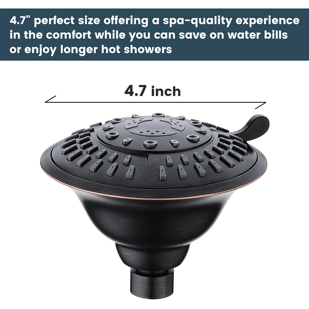 BRIGHT SHOWERS Shower Head High Pressure Rain Showerhead 5 Spray Setting Fixed Shower Head Angle Adjustable Bathroom Showerhead (PSH5900)