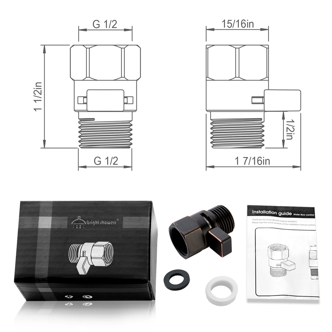 BRIGHT SHOWERS Water Flow Control Valve, Brass Shower Water Valve with Handle Lever, Flow Regulator Water-Saver Volume (BBA2216)