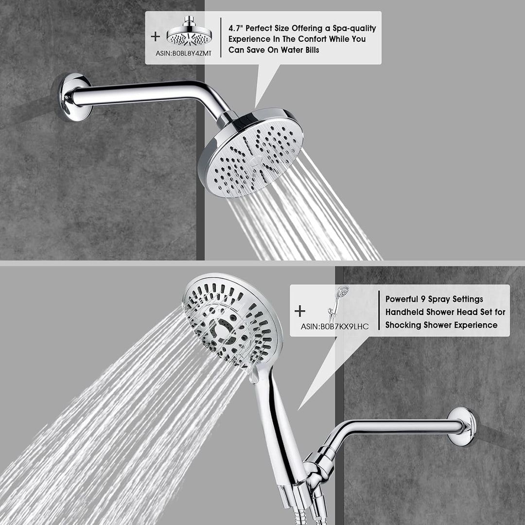 BRIGHT SHOWERS Flange 10 Inches Solid Brass Shower Head Extension Arm, Wall Mounted Shower Pipe Arm for Rainfall and Handheld Showerhead (BAR1001)