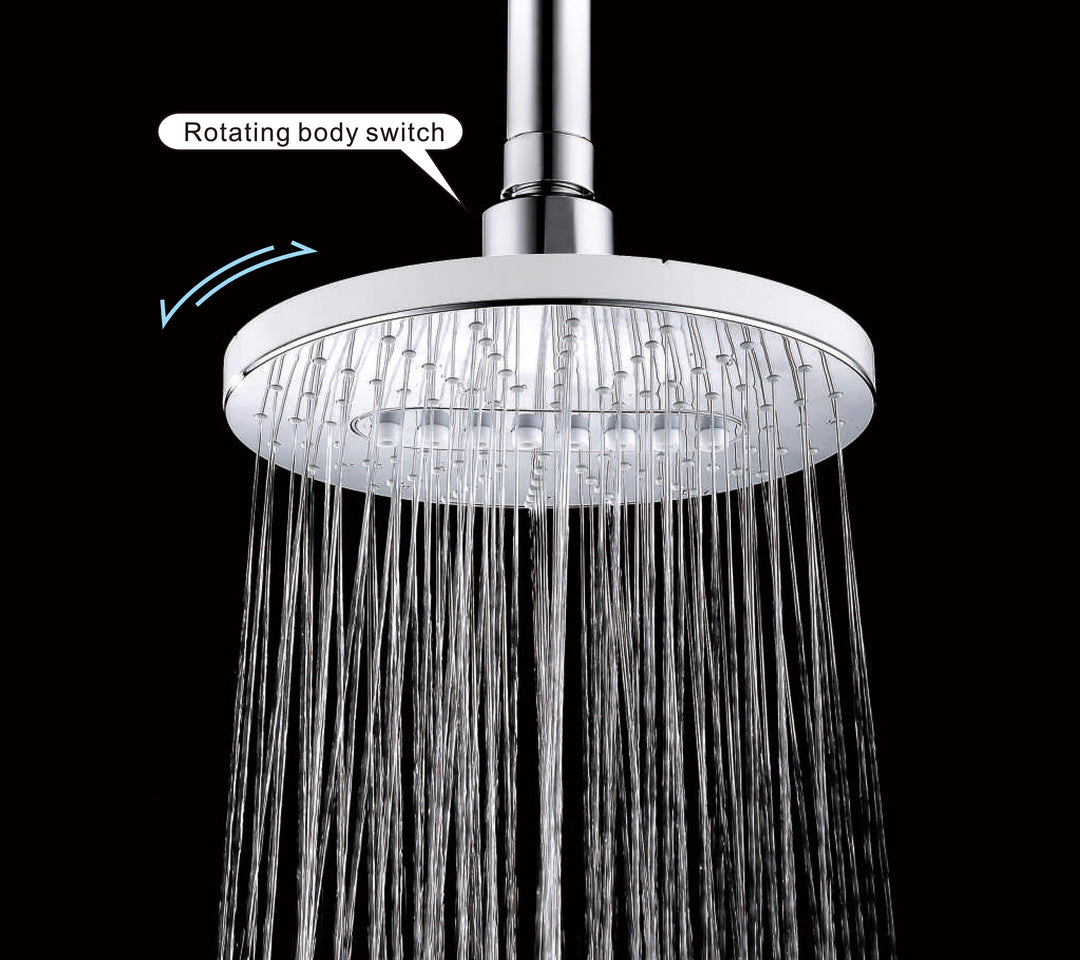 BRIGHT SHOWERS Shower Head Fixed Showerhead, 6.3 Inch Rain Showerhead, 2 Spray Settings with Adjustable Angles, Tool Free Installation (PSH2320)