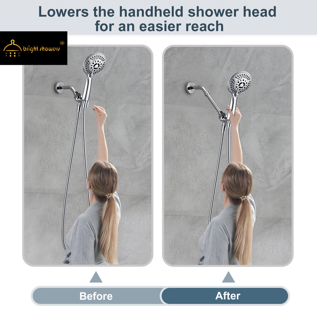 BRIGHT SHOWERS Shower Arm Extender for Rain and Handheld Shower Head, 4 & 6 Inch Shower Extension Arm for Extending or Lowering Showerhead (BAE0401)