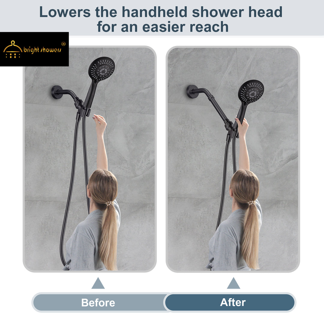 BRIGHT SHOWERS Shower Arm Extender for Rain and Handheld Shower Head, 4 & 6 Inch Shower Extension Arm for Extending or Lowering Showerhead (BAE0401)