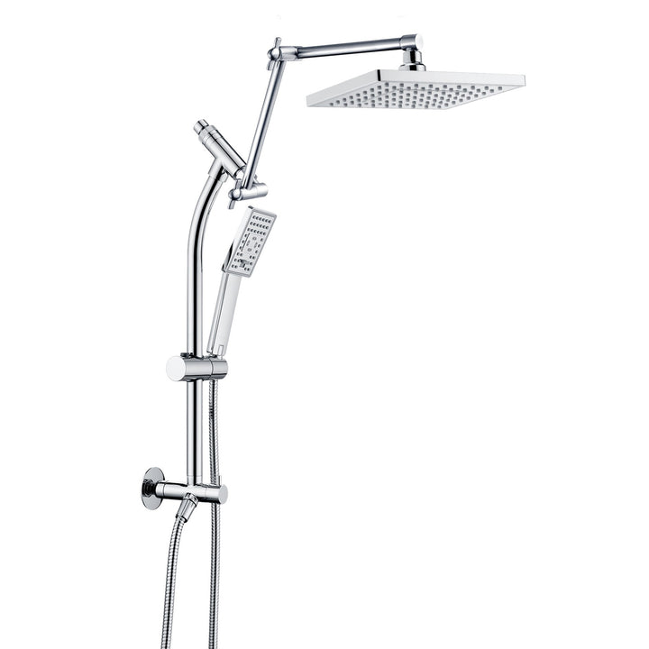 BRIGHT SHOWERS Rainfall Shower Head with Handheld Spray Set Includes Solid Brass Slide Bar, Shower Holder, Shower Extension Arm and 60" Hose (BSB2711)