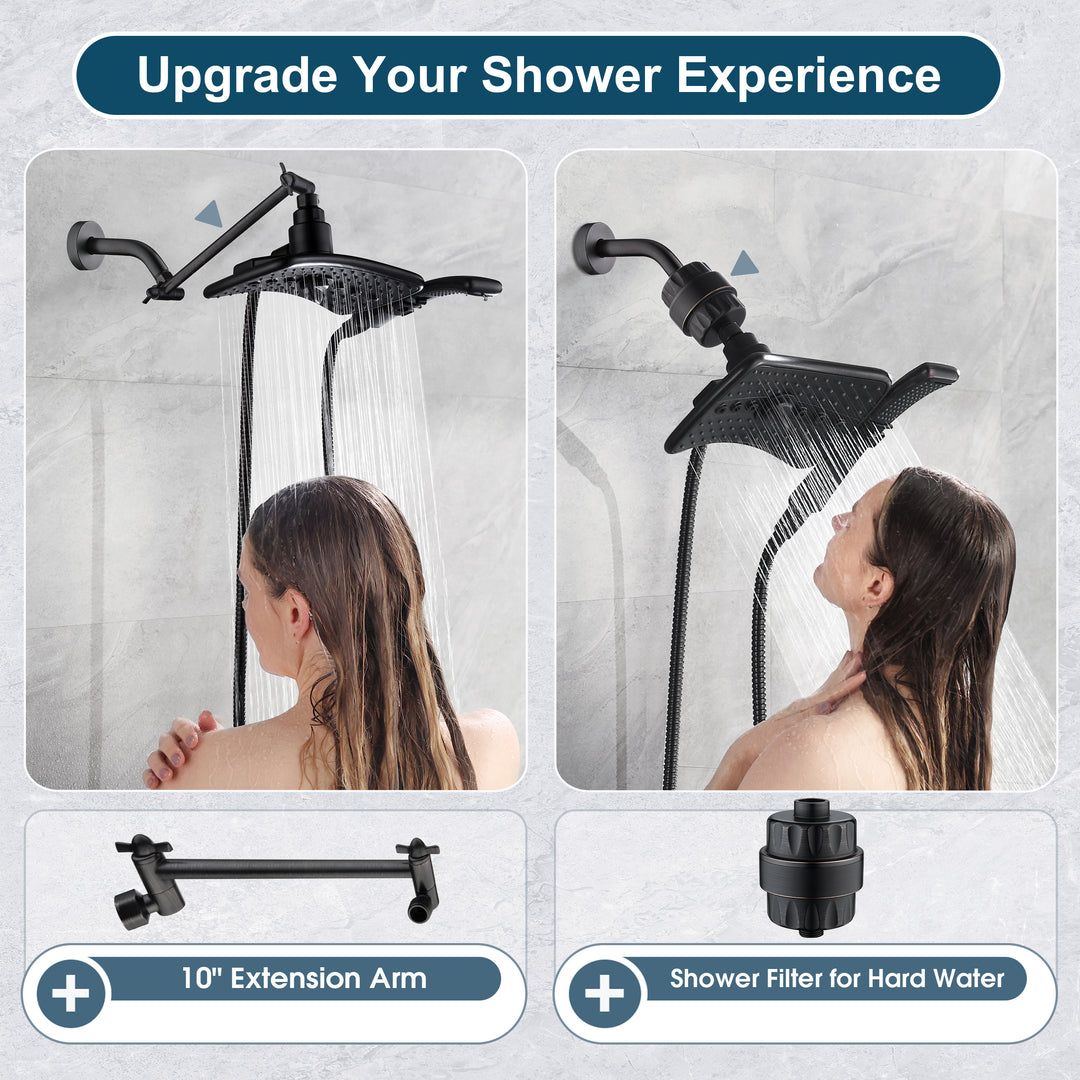 BRIGHT SHOWERS Dual Shower Head Combo Set, Handheld Showerhead Rainfall Shower Head Combo, 60 Inch Long Stainless Steel Shower Hose (PSS3919)