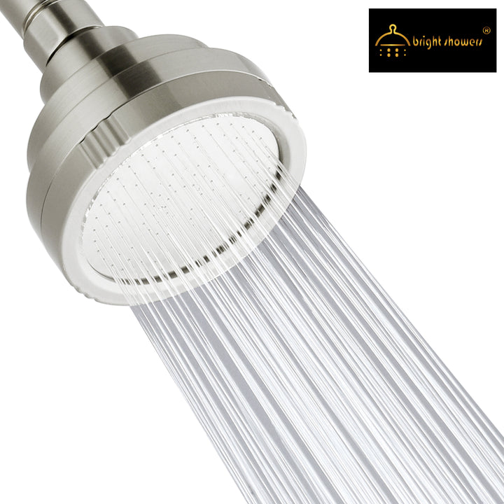 BRIGHT SHOWERS High Pressure Rain Showerhead Fixed Shower Head Angle Adjustable Bathroom Showerhead, 1-Min Installation (PSH1382)