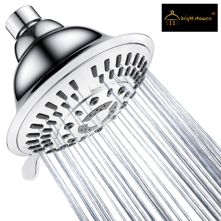 BRIGHT SHOWERS 9 Spray Settings Rain Showerhead High Pressure Shower Head, Angle Adjustable Fixed Shower Head Luxury Bathroom Showerhead (PSH9900)