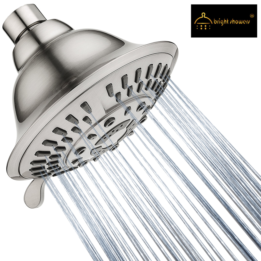 BRIGHT SHOWERS 9 Spray Settings Rain Showerhead High Pressure Shower Head, Angle Adjustable Fixed Shower Head Luxury Bathroom Showerhead (PSH9900)