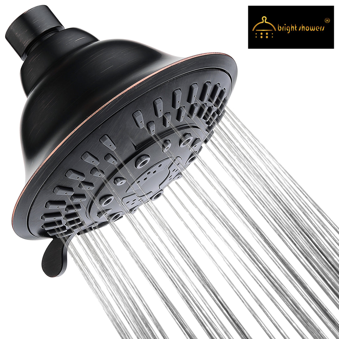 BRIGHT SHOWERS 9 Spray Settings Rain Showerhead High Pressure Shower Head, Angle Adjustable Fixed Shower Head Luxury Bathroom Showerhead (PSH9900)