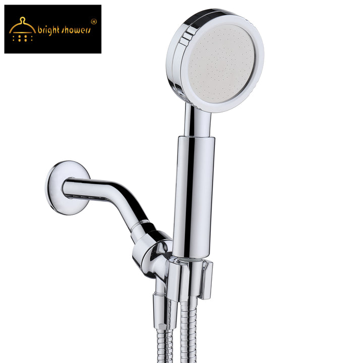 BRIGHT SHOWERS High Pressure Handheld Shower Head Set, with 60" Long Stainless Steel Shower Hose and Adjustable Wall Bracket  (PSS1382)