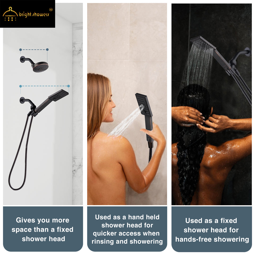 3-Spray Handheld Shower Head Set with Hose and Shower Arm Mount Bracket