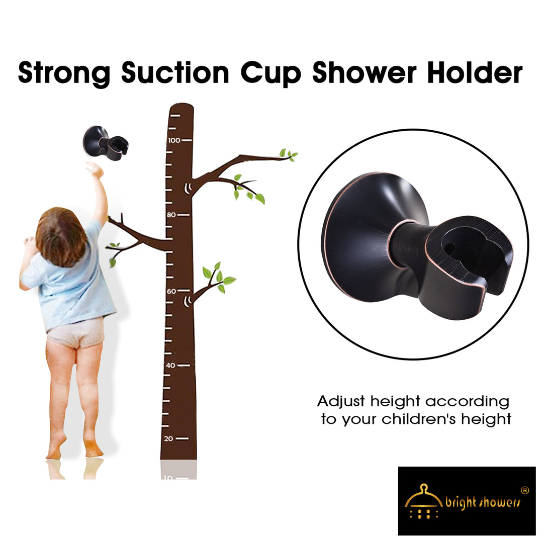 BRIGHT SHOWERS Handheld Shower Head Holder with Dual Angle Positions, Wall Suction Bracket Includes Adhesive 3M Disc, Easy Installation (PWB1210)