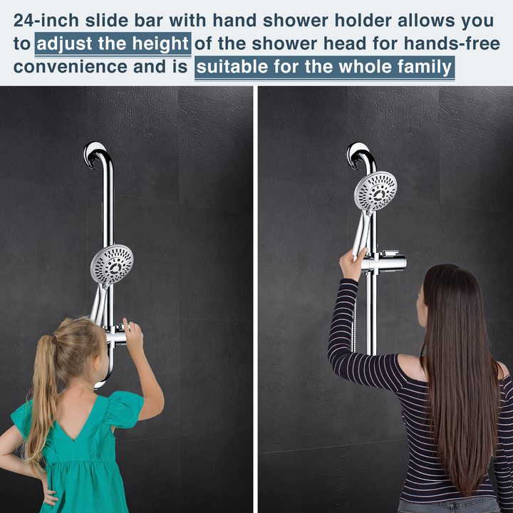 Stainless Steel Slide Bar Grab Rail Set Ada compliant Includes Handheld Shower Head and 79'' Hose