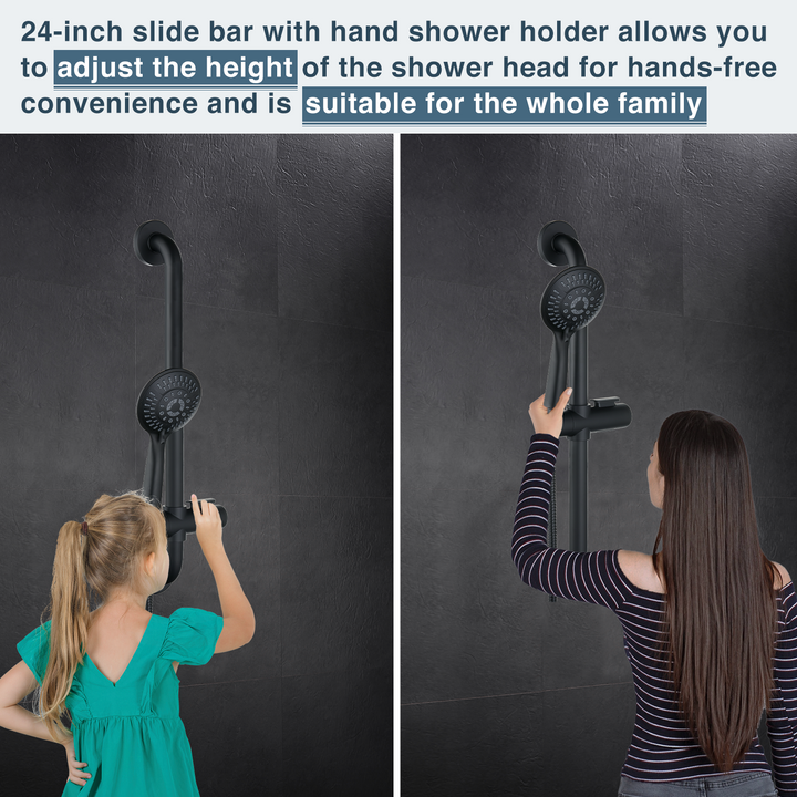 Stainless Steel Slide Bar Grab Rail Set Ada compliant Includes Handheld Shower Head and 79'' Hose