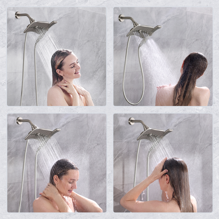 Dual Shower Head -Rain Shower Head and Handheld Shower Head with Hose