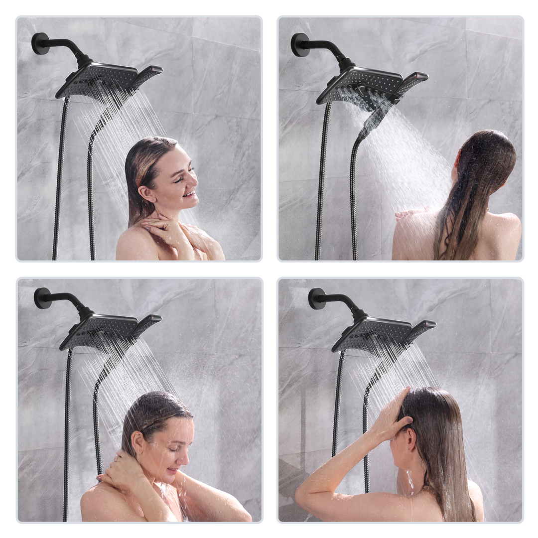 Dual Shower Head -Rain Shower Head and Handheld Shower Head with Hose