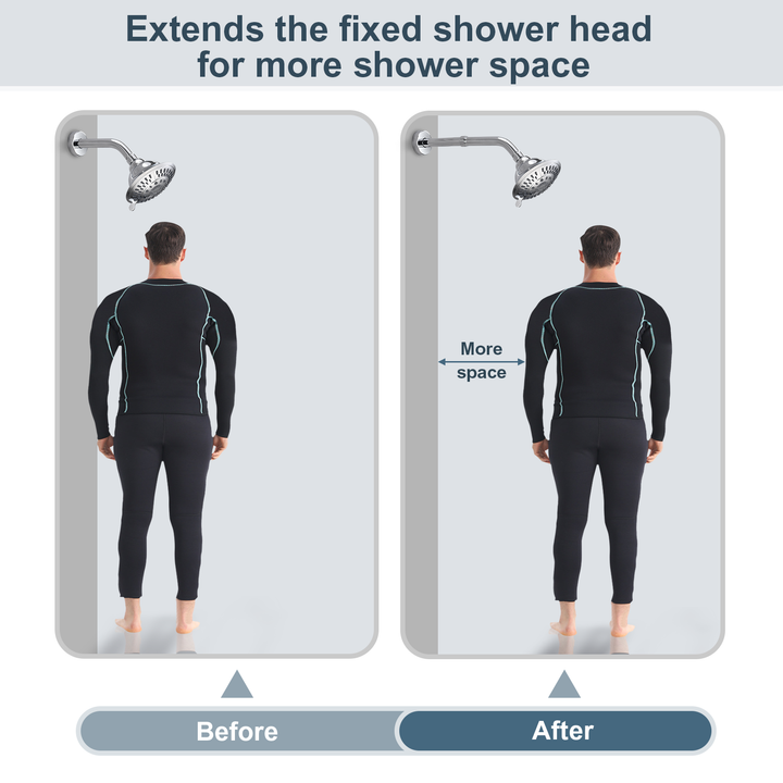 BRIGHT SHOWERS Shower Arm Extender for Rain and Handheld Shower Head, 4 & 6 Inch Shower Extension Arm for Extending or Lowering Showerhead (BAE0401)