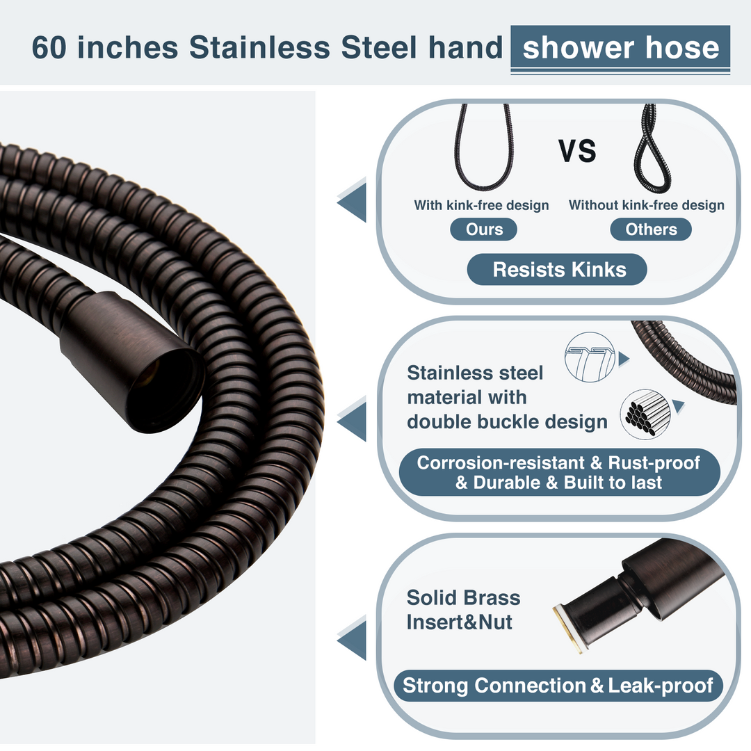 BRIGHT SHOWERS High Pressure 9 Powerful Water Spray Settings Handheld Shower Head Set, with 60 Inch Flexible Hose and Shower Arm Mount (PSS9900)