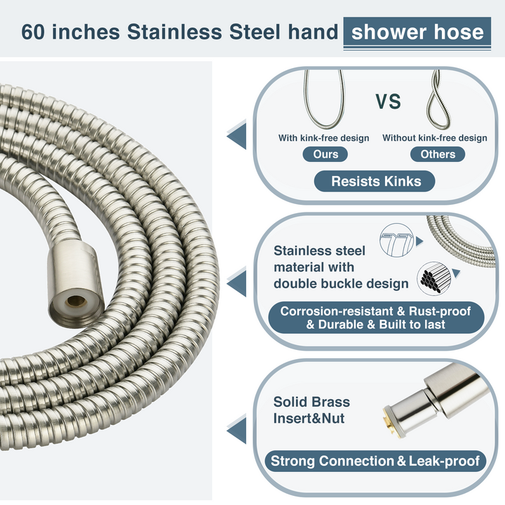 BRIGHT SHOWERS High Pressure 9 Powerful Water Spray Settings Handheld Shower Head Set, with 60 Inch Flexible Hose and Shower Arm Mount (PSS9900)