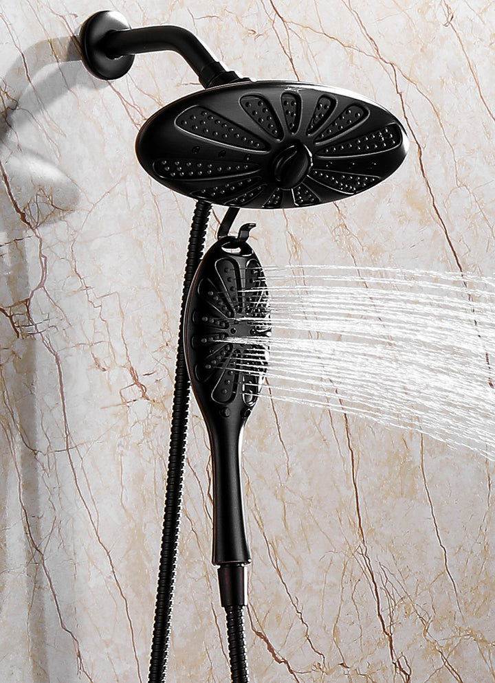 BRIGHT SHOWERS Shower Heads Combo with Rain Fixed Shower and Handheld Shower Head, Suction Showerhead Holder, 60 Inch Hose, 2 Spray Settings(PSS3118)