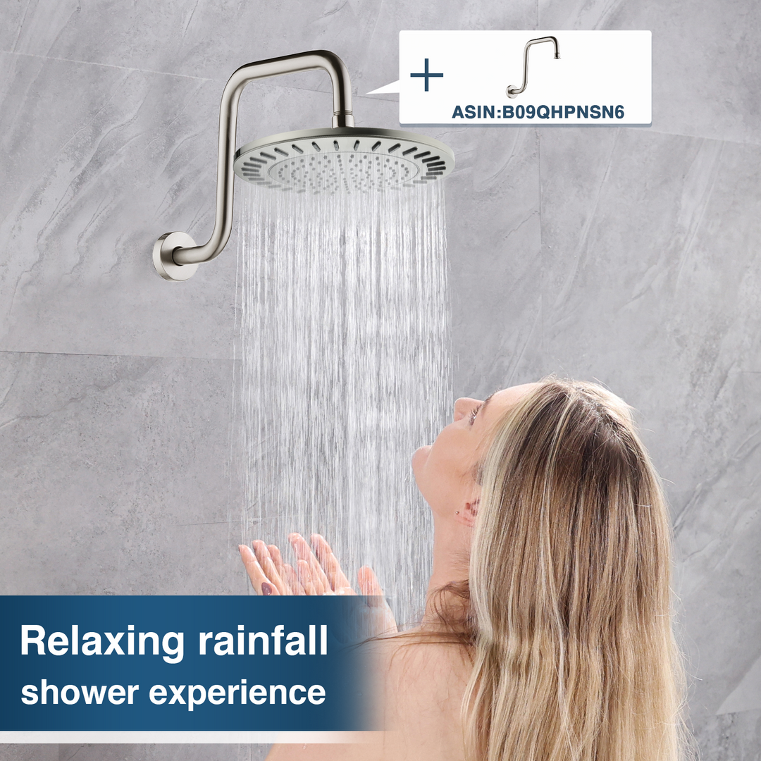 BRIGHT SHOWERS 9 Inch High Pressure Waterfall Showerhead with Adjustable Angle and Anti-clogging Silicone Nozzles, Luxury Bathroom Shower (PRS1917)