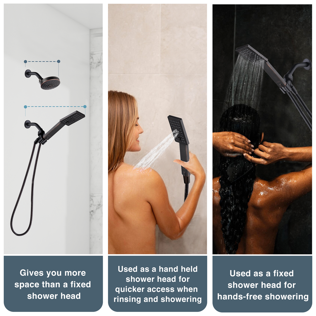 3-Spray Handheld Shower Head Set with Hose and Shower Arm Mount Bracket