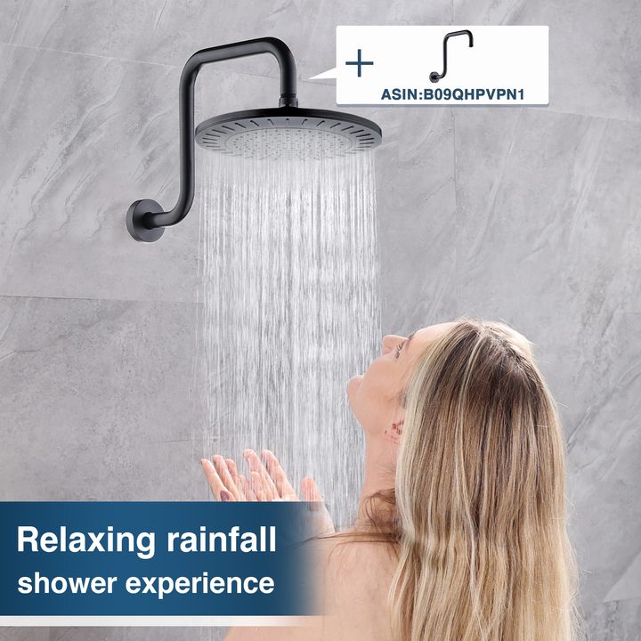 BRIGHT SHOWERS 9 Inch High Pressure Waterfall Showerhead with Adjustable Angle and Anti-clogging Silicone Nozzles, Luxury Bathroom Shower (PRS1917)