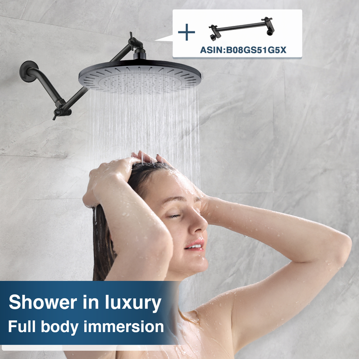 BRIGHT SHOWERS 9 Inch High Pressure Waterfall Showerhead with Adjustable Angle and Anti-clogging Silicone Nozzles, Luxury Bathroom Shower (PRS1917)