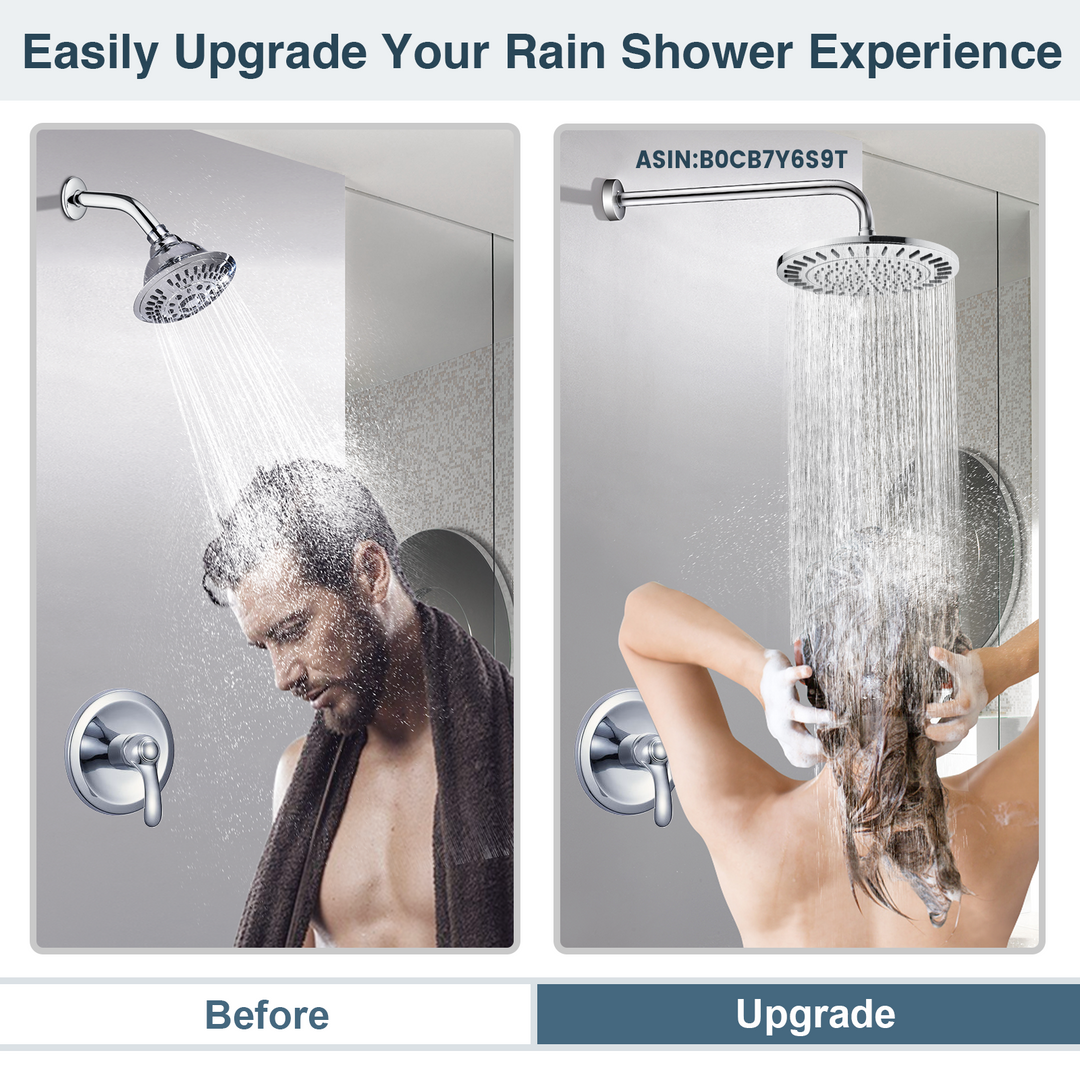 BRIGHT SHOWERS 9 Inch High Pressure Waterfall Showerhead with Adjustable Angle and Anti-clogging Silicone Nozzles, Luxury Bathroom Shower (PRS1917)