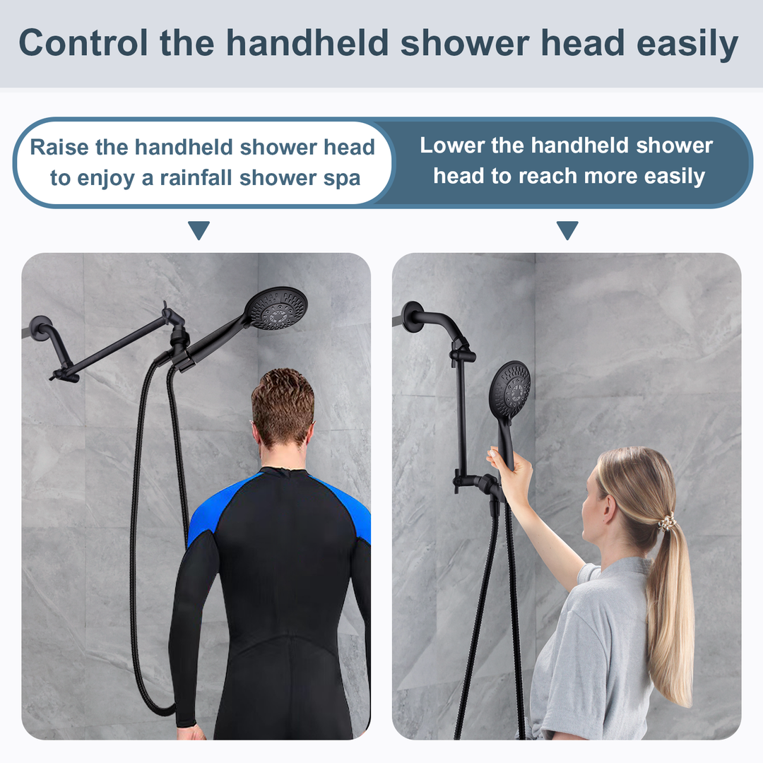 BRIGHT SHOWERS 10 Inch Brass Shower Head Extension Arm for Rain and Handheld Shower Head, Multi-Layer Plating, Height & Angle Adjustable (BAR1054)