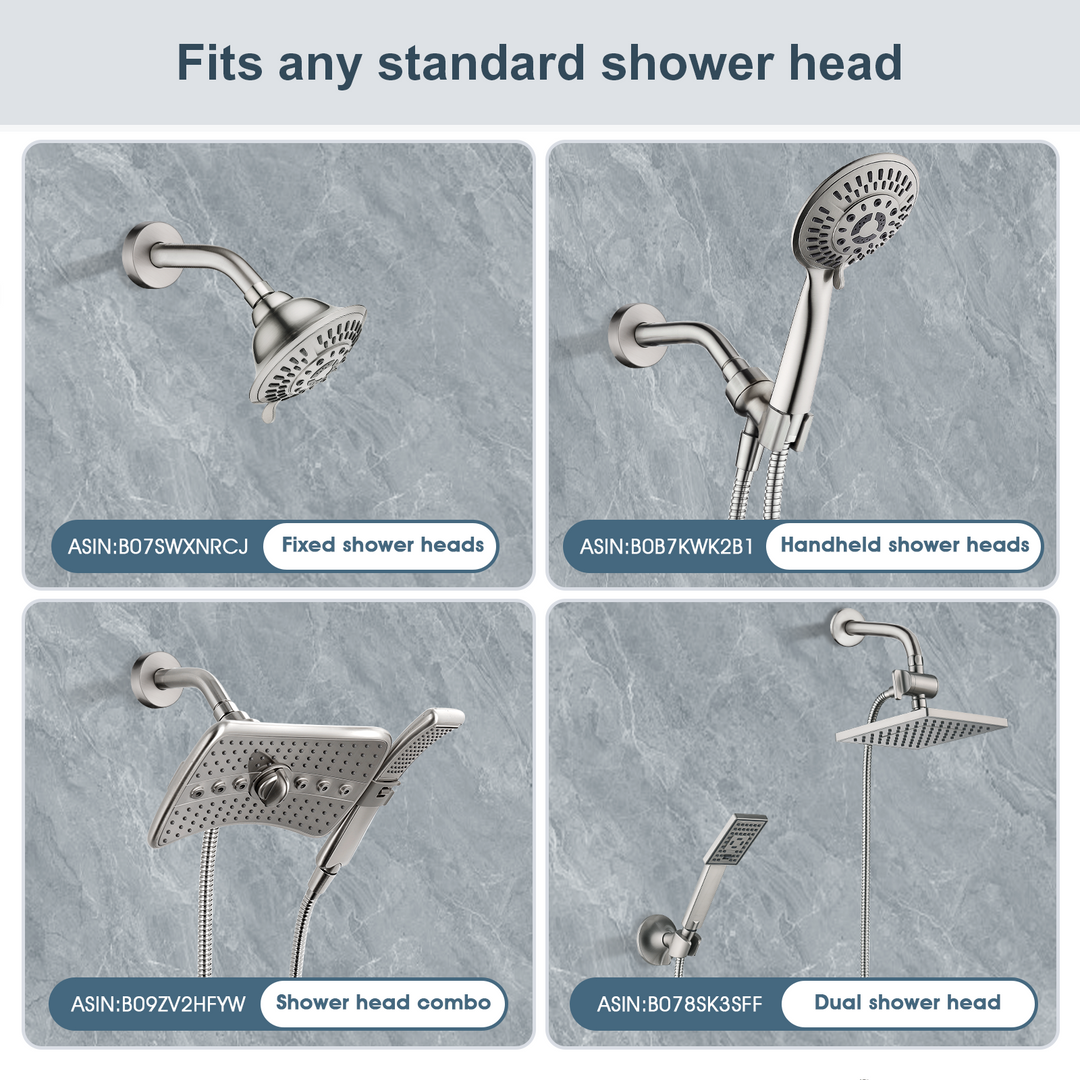 BRIGHT SHOWERS 6 Inch Brass Shower Arm with Flange Shower Pipe Arm for Wall Mount Fixed and Handheld Shower Head (BAR0633)