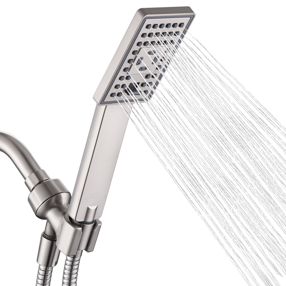 BRIGHT SHOWERS High Pressure Handheld Shower Head Set with 60 Inch Shower Hose and Adjustable Shower Arm Mount Bracket, 3 Spray Setting (PSS3490)