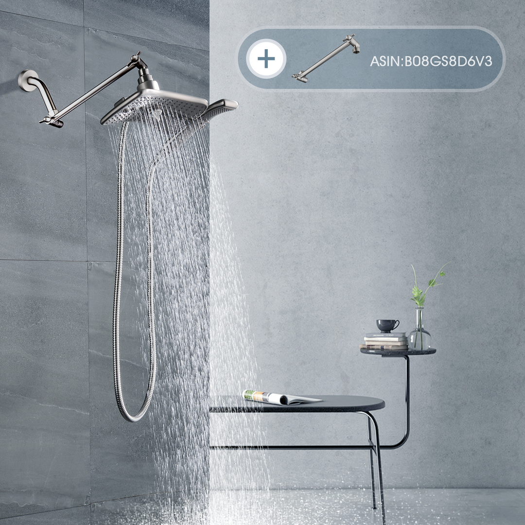 BRIGHT SHOWERS 6 Inch Brass Shower Arm with Flange Shower Pipe Arm for Wall Mount Fixed and Handheld Shower Head (BAR0633)