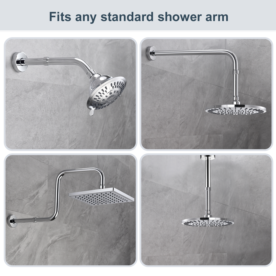 BRIGHT SHOWERS Shower Arm Extender for Rain and Handheld Shower Head, 4 & 6 Inch Shower Extension Arm for Extending or Lowering Showerhead (BAE0401)