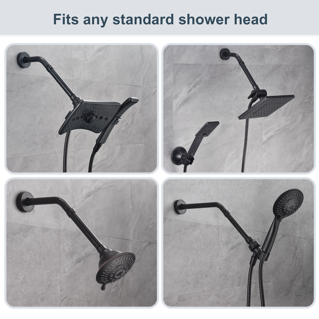 BRIGHT SHOWERS Shower Arm Extender for Rain and Handheld Shower Head, 4 & 6 Inch Shower Extension Arm for Extending or Lowering Showerhead (BAE0401)