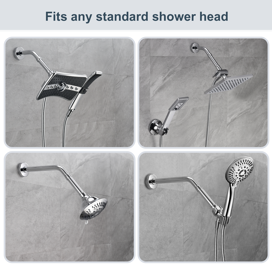 BRIGHT SHOWERS Shower Arm Extender for Rain and Handheld Shower Head, 4 & 6 Inch Shower Extension Arm for Extending or Lowering Showerhead (BAE0401)