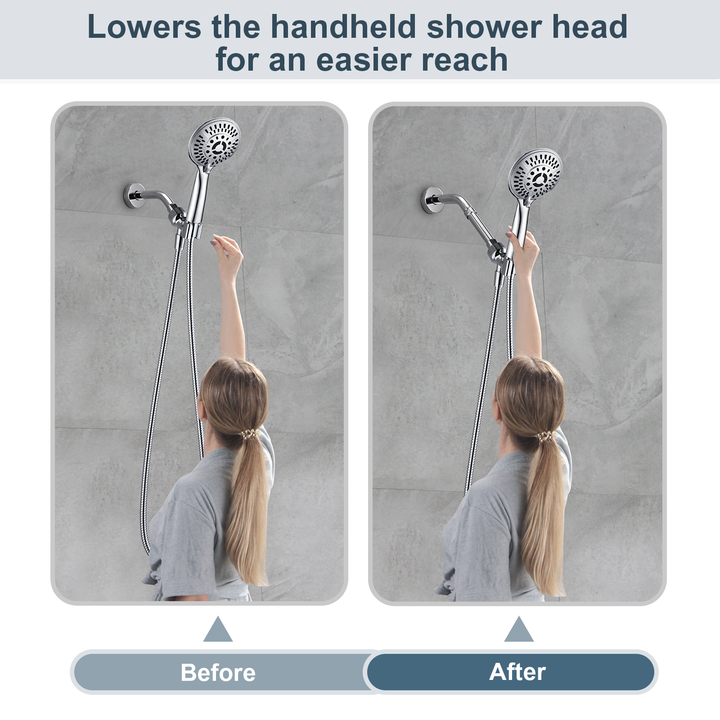 BRIGHT SHOWERS Shower Arm Extender for Rain and Handheld Shower Head, 4 & 6 Inch Shower Extension Arm for Extending or Lowering Showerhead (BAE0401)